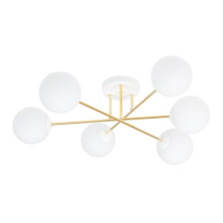 Lustra Magnum 6 alb/auriu/alb opal 1234/6 Emibig– design modern cu accente elegante pentru living