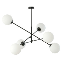 Plafoniera LINEAR 6 BLACK/OPAL 1169/6 Emibig– iluminat modern pentru living și open-space