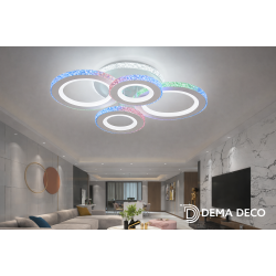 Lustră LED RGB Digital Smart 97W cu telecomandă și WiFi, lumină caldă / neutră / rece, dimabilă